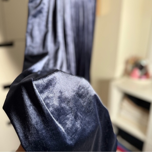 Beautiful Navy Velvet Wide Leg Pants - Picture 4 of 5